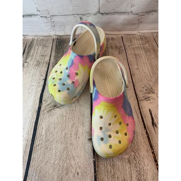 CROCS Unisex Adult Pastel Tie Dye Classic Clogs / Size: M6 - W8 - Picture 1 of 9